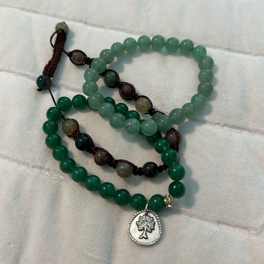 Beaded Bracelets (3) Greens